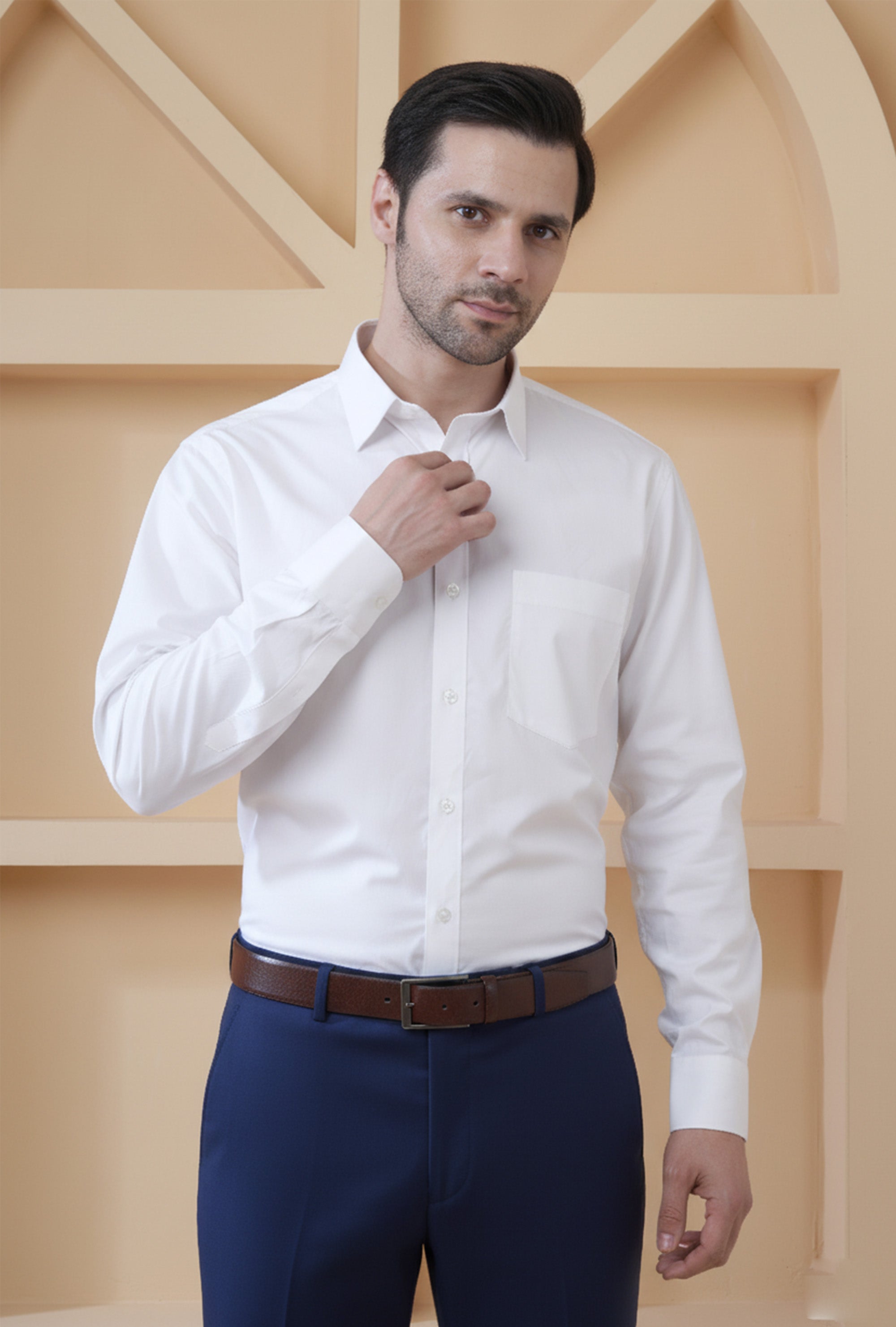 Men’s Premium White Cotton Formal Shirt | Corporate Office Wear