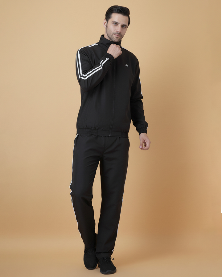 Men’s Twin Stripe Tracksuit Set in Grey, Black &amp; Navy