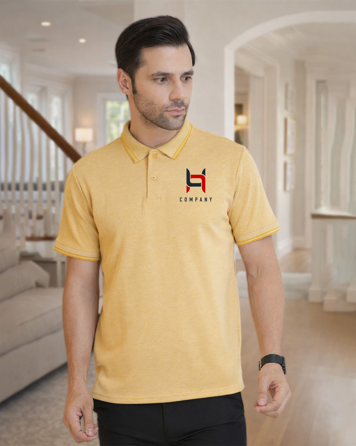 Mustard Flex Cotton Corporate Polo T-Shirt