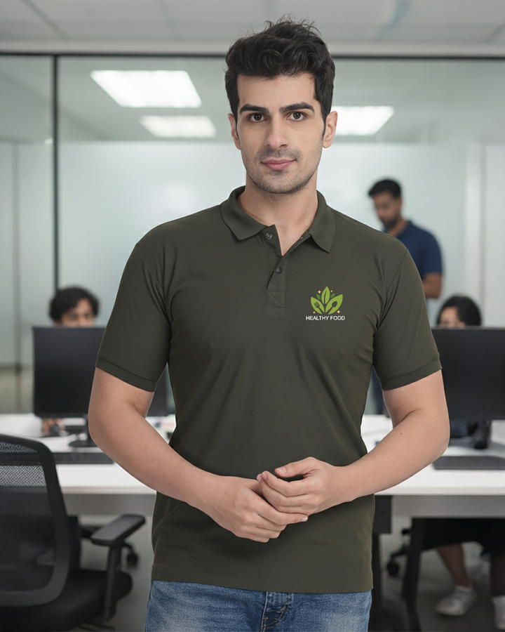 Olive Green Micro Polyester Performance Polo T-Shirt