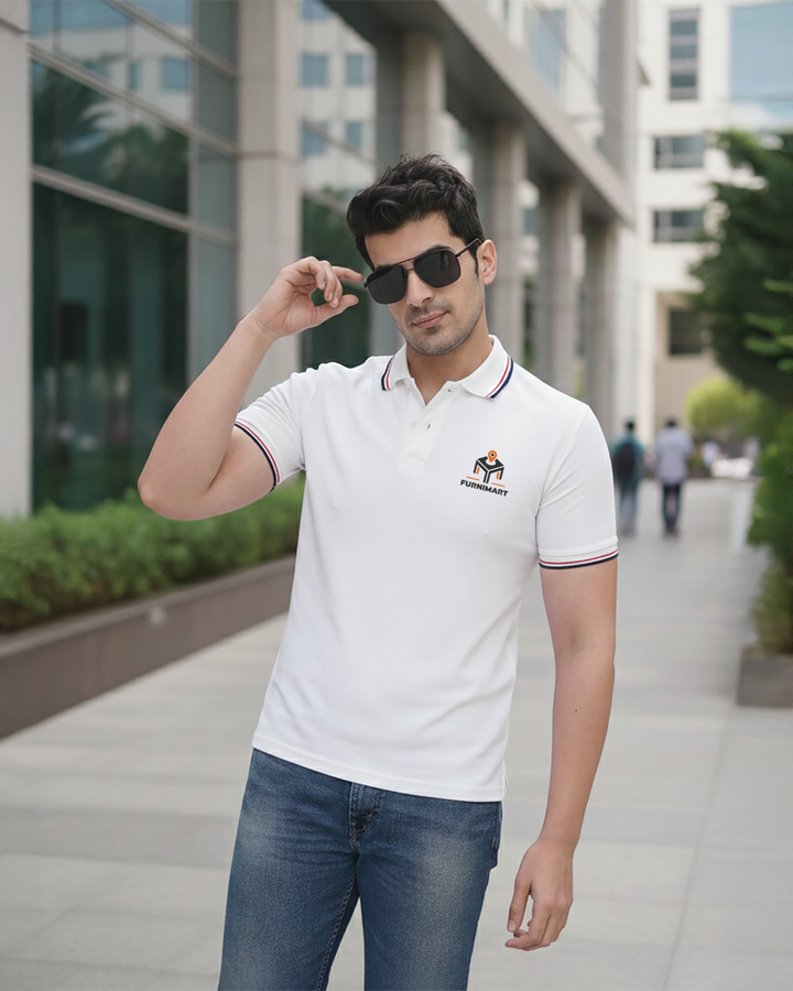 White Micro Polyester Corporate Performance Polo T-Shirt