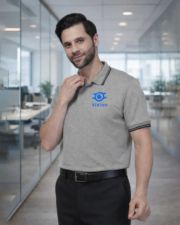 Black Melange Flex Cotton Premium Corporate Polo Shirt