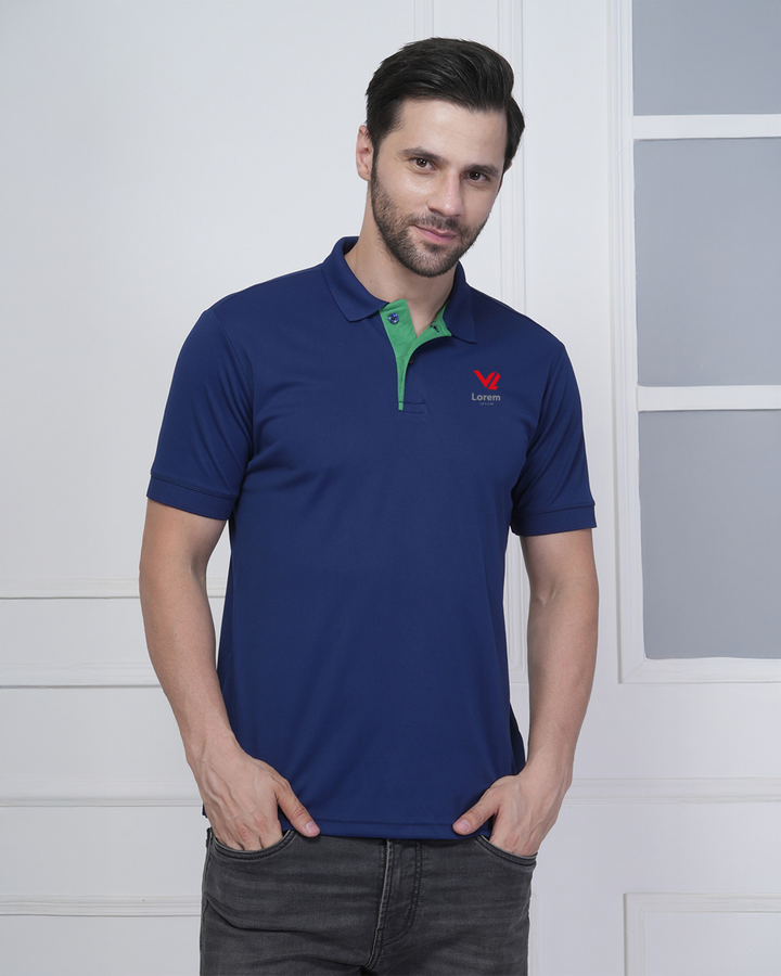 Royal Blue Jacquard Polyester Corporate Polo T-Shirt