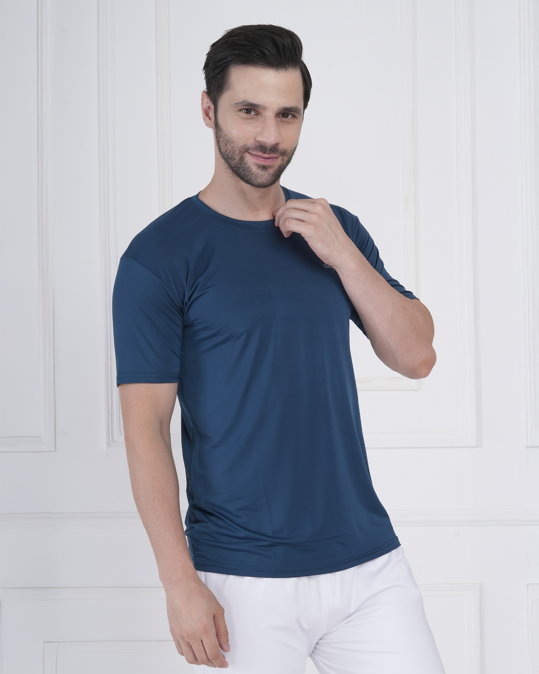 Ocean Teal Micro Polyester Corporate Round Neck T-Shirt