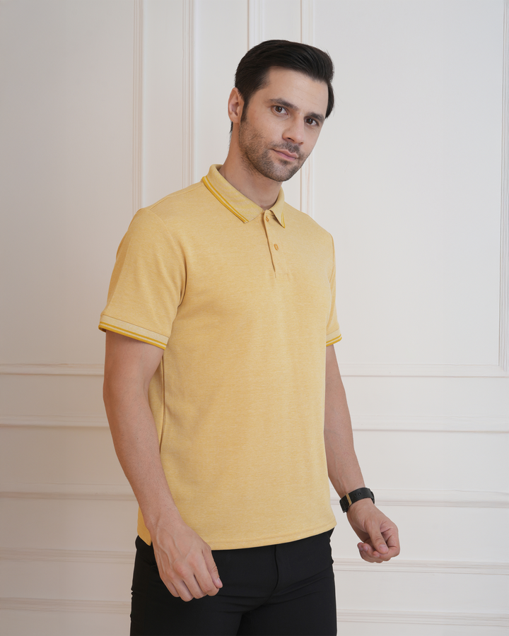 Mustard Flex Cotton Corporate Polo T-Shirt