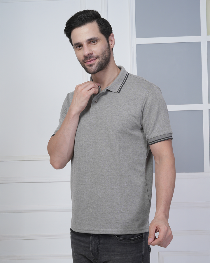 Black Melange Flex Cotton Premium Corporate Polo Shirt