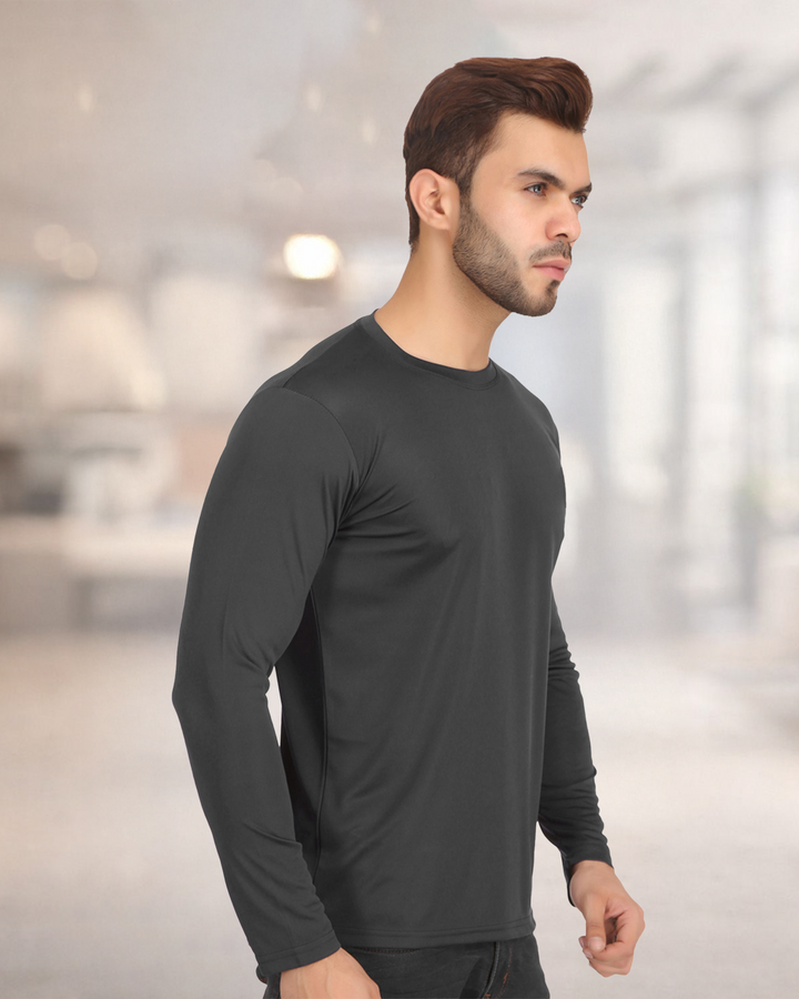 Black Full Sleeve Crew Neck T-Shirt for Corporate Teams