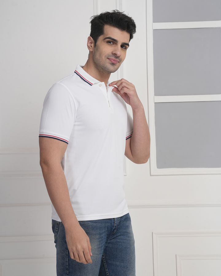 White Micro Polyester Corporate Performance Polo T-Shirt