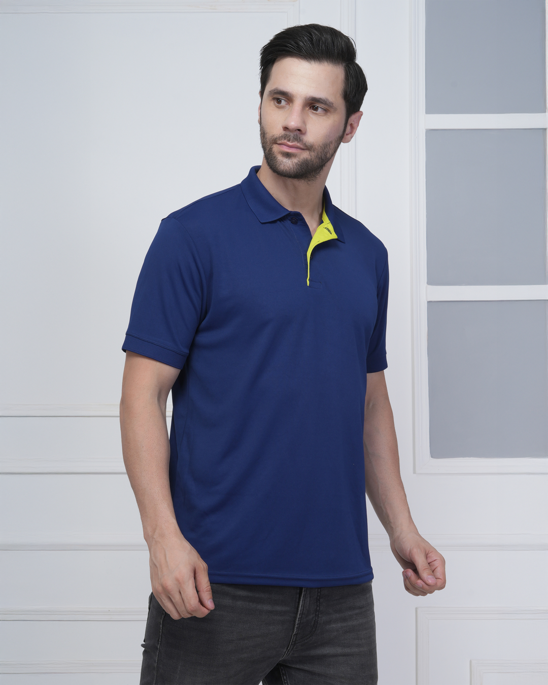 Royal Blue Jacquard Polyester Corporate Polo T-Shirt
