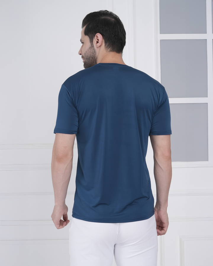 Ocean Teal Micro Polyester Corporate Round Neck T-Shirt