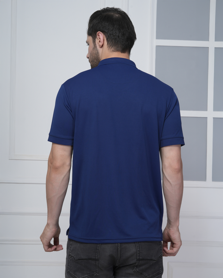Royal Blue Jacquard Polyester Corporate Polo T-Shirt