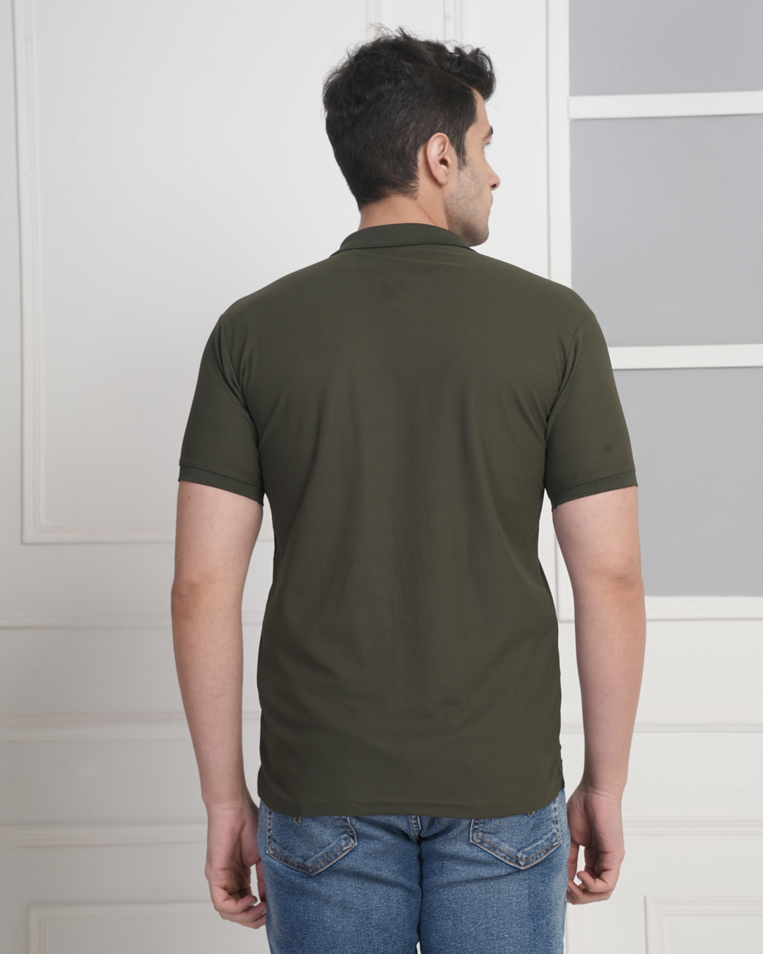 Olive Green Micro Polyester Performance Polo T-Shirt