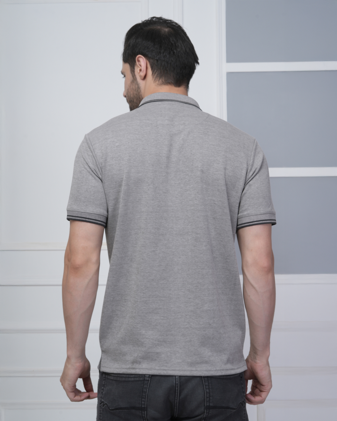 Black Melange Flex Cotton Premium Corporate Polo Shirt