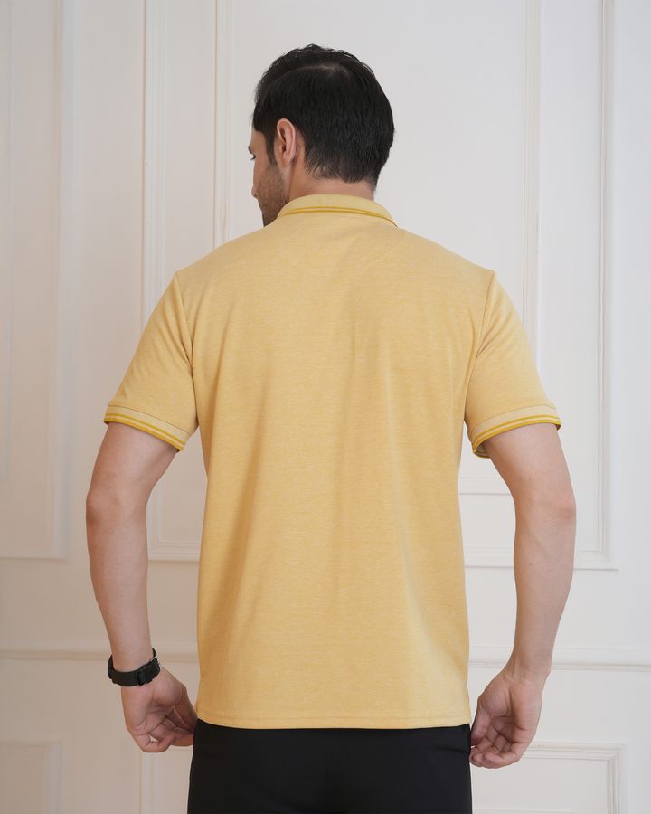 Mustard Flex Cotton Corporate Polo T-Shirt