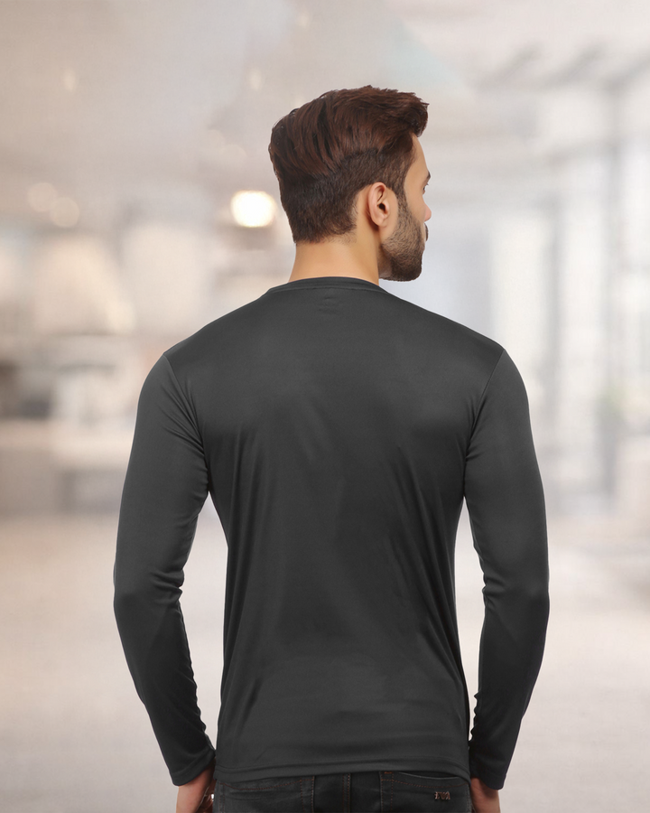Black Full Sleeve Crew Neck T-Shirt for Corporate Teams