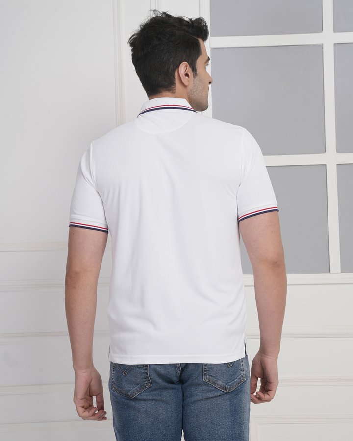 White Micro Polyester Corporate Performance Polo T-Shirt