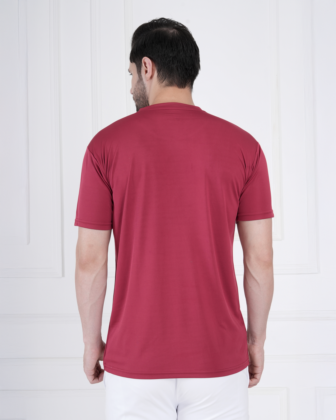Crimson Red Micro Polyester Corporate Round Neck T-Shirt
