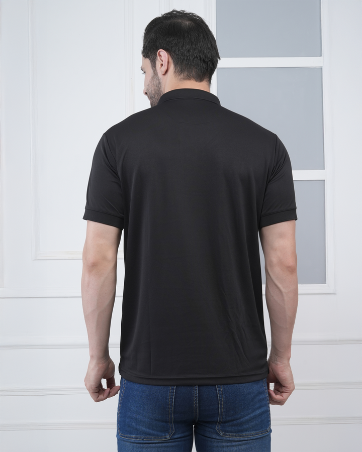 Black Jacquard Polyester Corporate Performance Polo