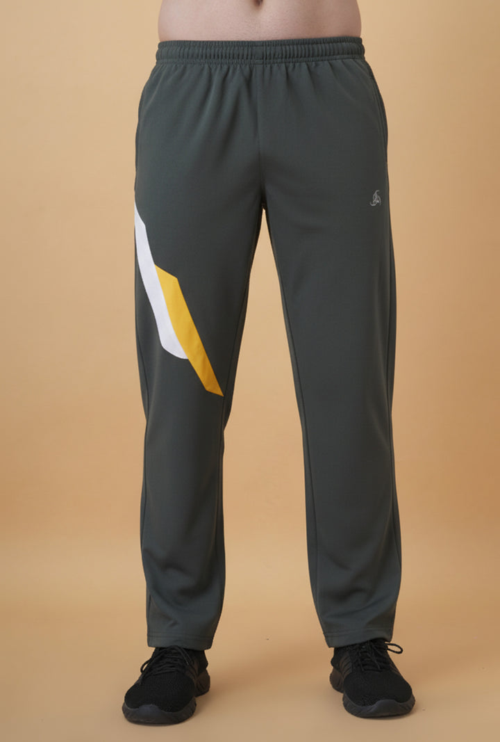 Men’s Forest Green Tracksuit Set with White &amp; Yellow Panels
