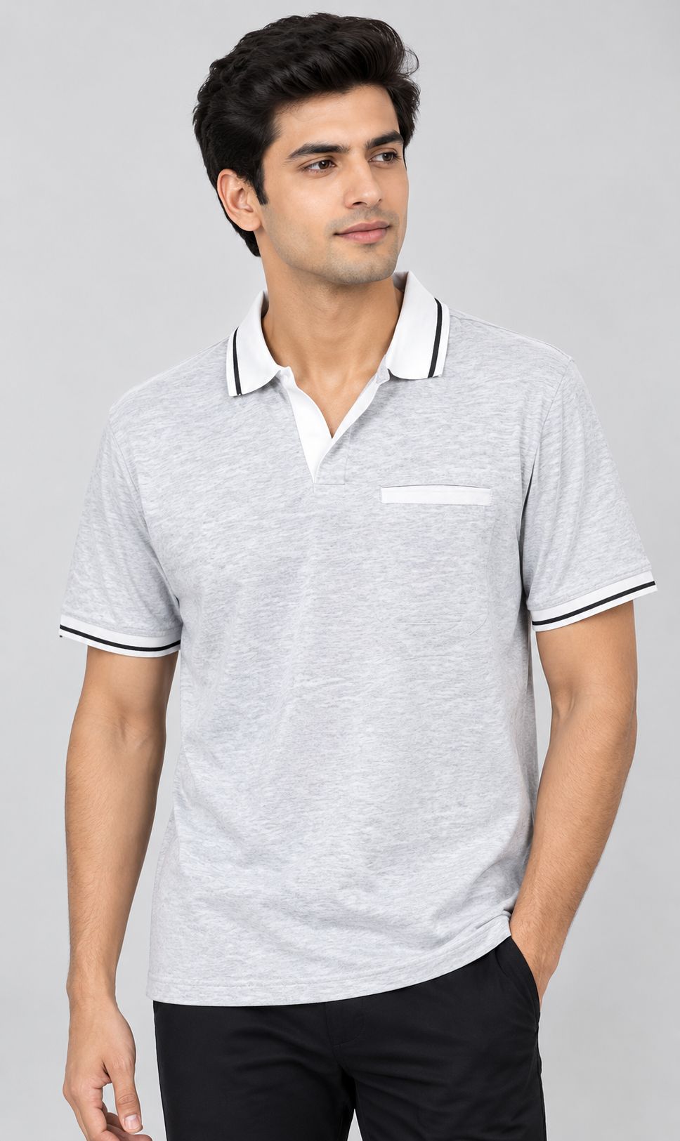 Signature Contrast Collar Corporate Polo T-Shirt with Chest Pocket