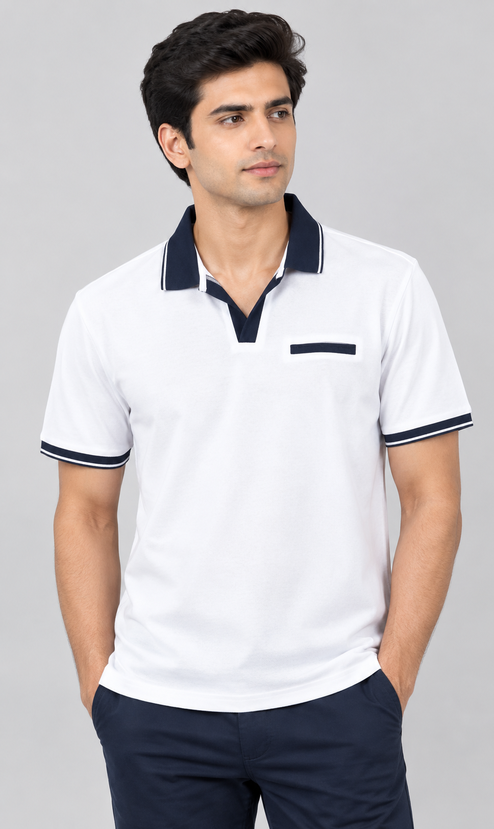 Collar Corporate Polo T-Shirt with Pocket Detail