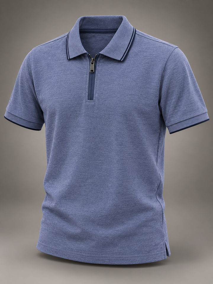 Premium Zip-Neck Corporate Polo T-Shirt with Custom Logo Branding