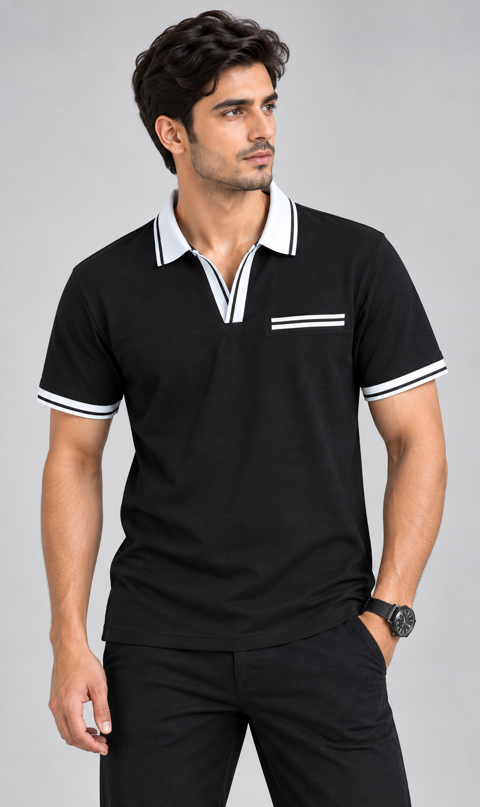 Exalon Executive Contrast Collar Polo T-Shirt | Premium Corporate Wear with Pocket Detail
