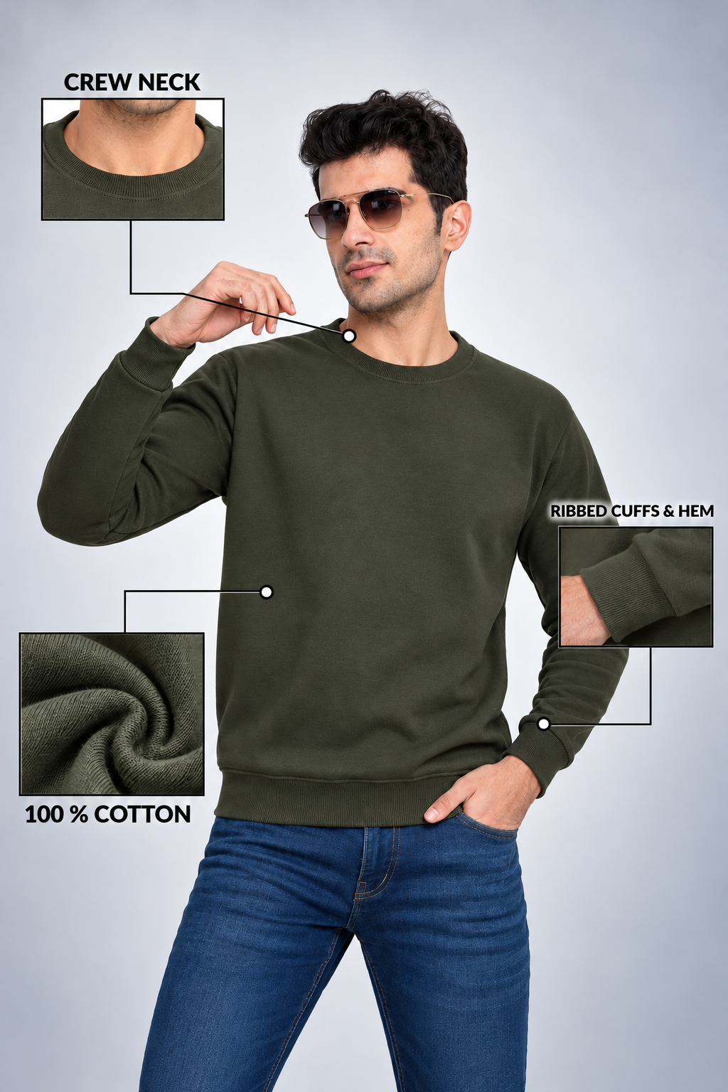 Bottle Green Corporate Crew Neck Sweatshirt for Teams