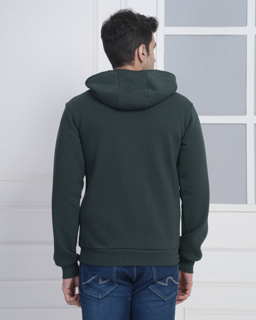 Exalon Bottle Green 340 GSM PC Fleece Full Zip Hoodie