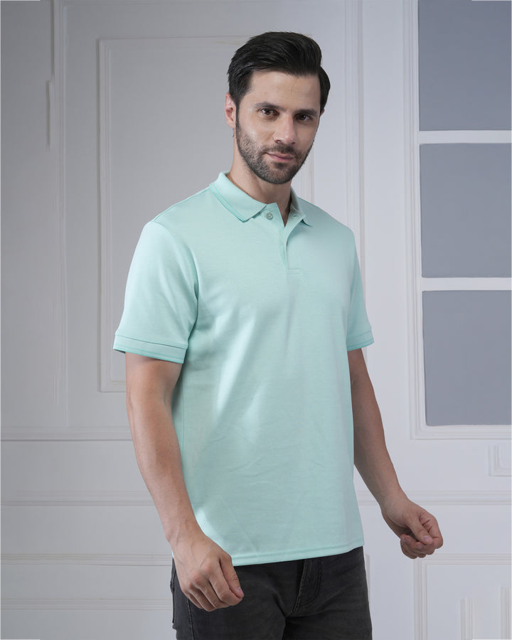 Sky Blue Flex Cotton Corporate Polo T-Shirt