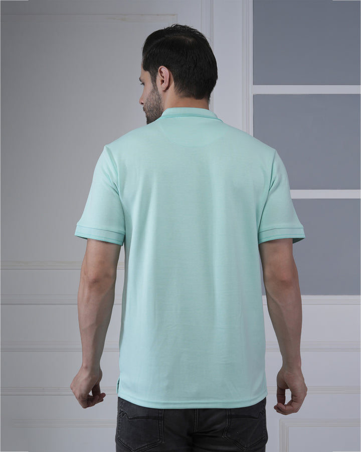 Sky Blue Flex Cotton Corporate Polo T-Shirt