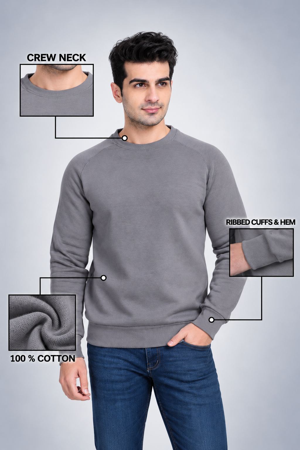 Executive Dark Grey Sweatshirt for Corporate Branding