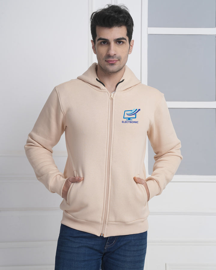 Beige Zip-Up Hoodie for Corporate Gifting &amp; Teamwear