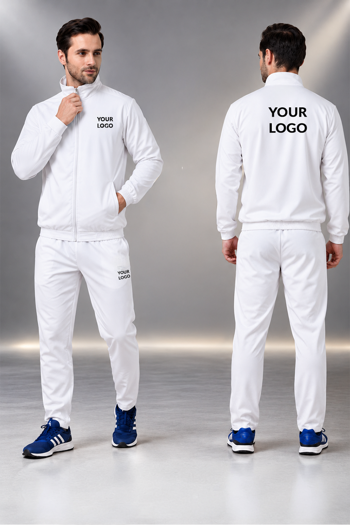 Men’s White Tracksuit Set for Custom Corporate Teamwear