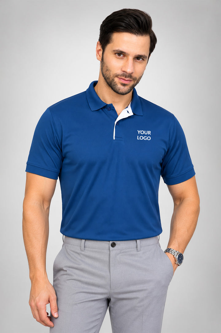 Contrast Placket Jacquard Corporate Polo T-Shirt | Custom Logo Uniform