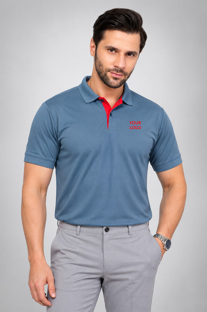 Contrast Placket Jacquard Corporate Polo T-Shirt | Custom Logo Uniform