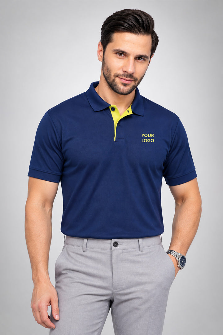 Contrast Placket Jacquard Corporate Polo T-Shirt | Custom Logo Uniform