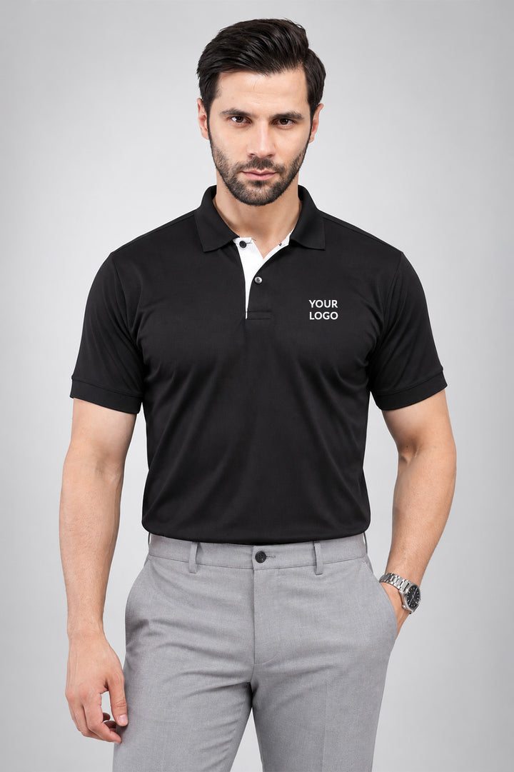 Contrast Placket Jacquard Corporate Polo T-Shirt | Custom Logo Uniform