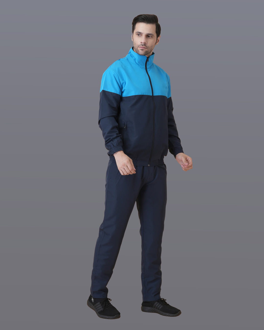 Navy Sky Blue Panel Tracksuit for Corporate Teams
