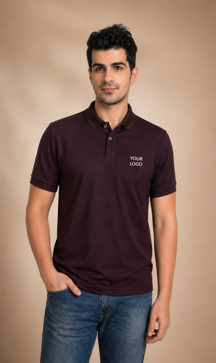 Premium Maroon Bamboo Polo T-Shirts for Corporate Branding | Bulk Team Uniform Solutions