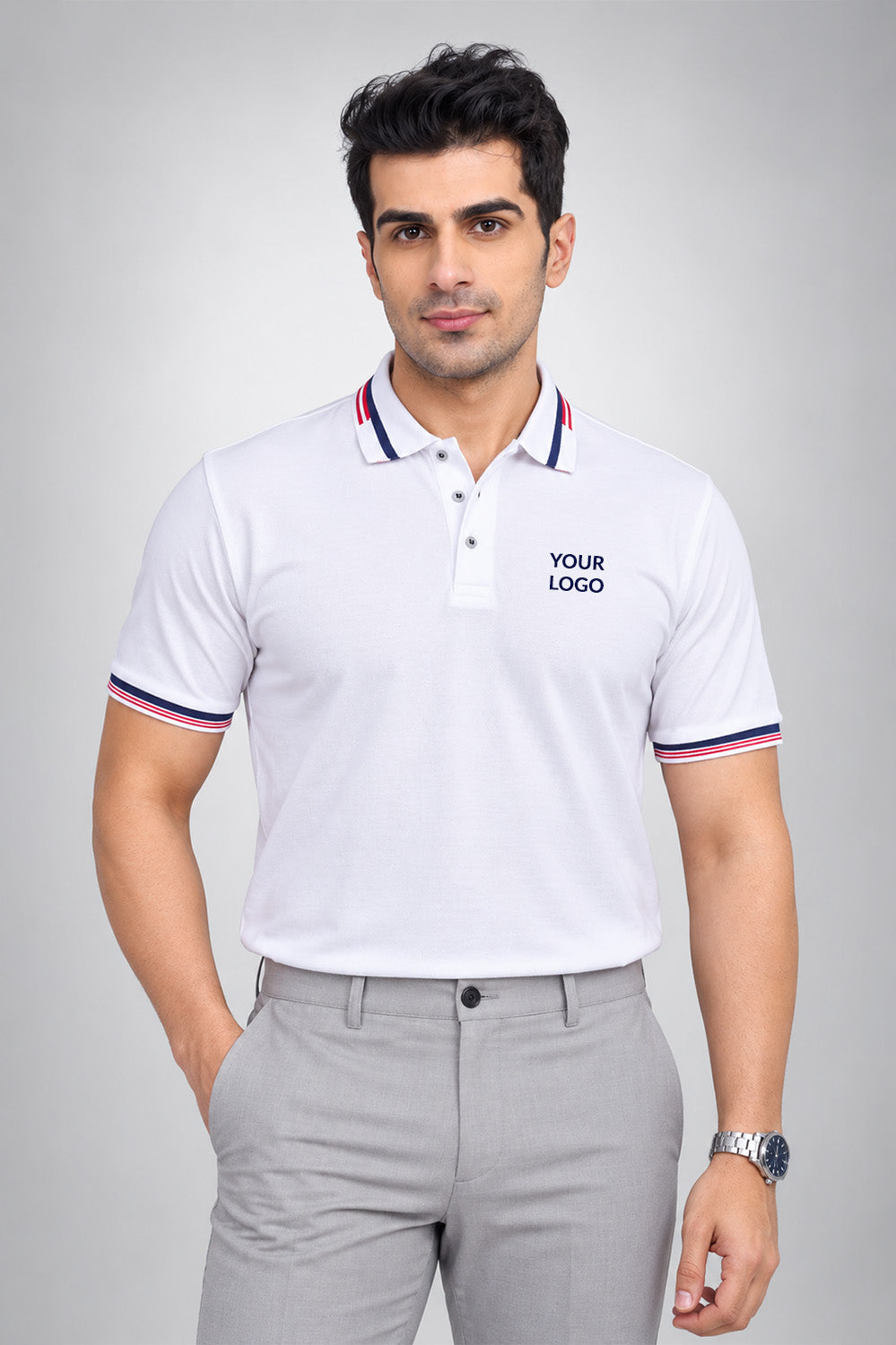 PC Matty 220 GSM Polo T-Shirt with Striped Collar &amp; Cuffs | Custom Corporate Uniform