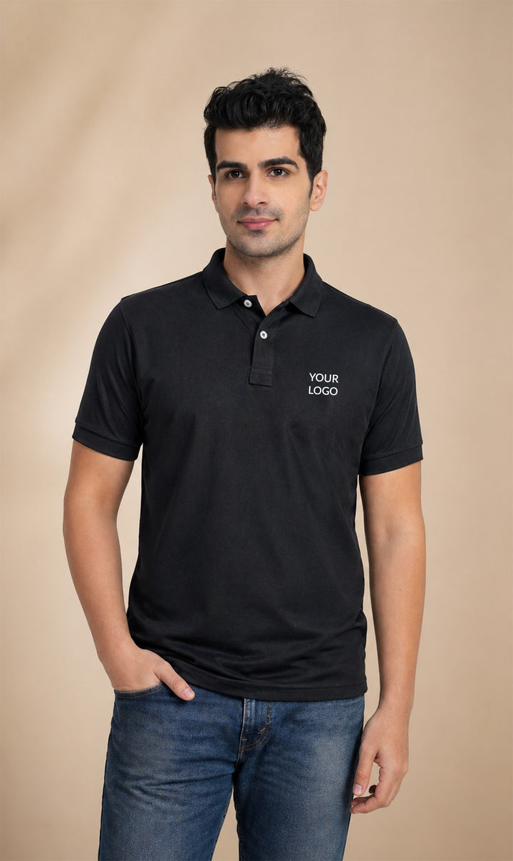 Premium Black Bamboo Polo T-Shirts for Corporate Branding | Bulk Uniform &amp; Team Apparel Solutions
