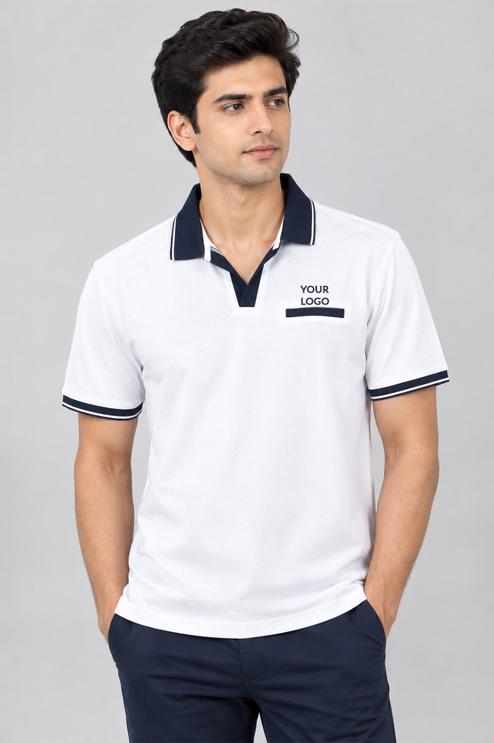 Collar Corporate Polo T-Shirt with Pocket Detail