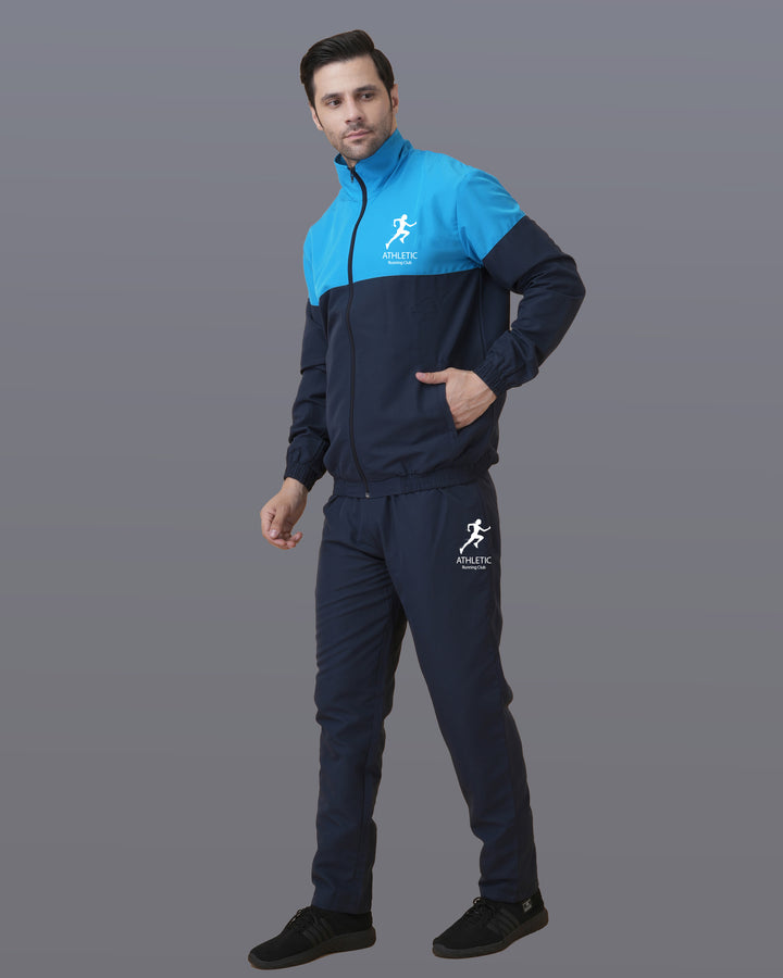 Navy Sky Blue Panel Tracksuit for Corporate Teams