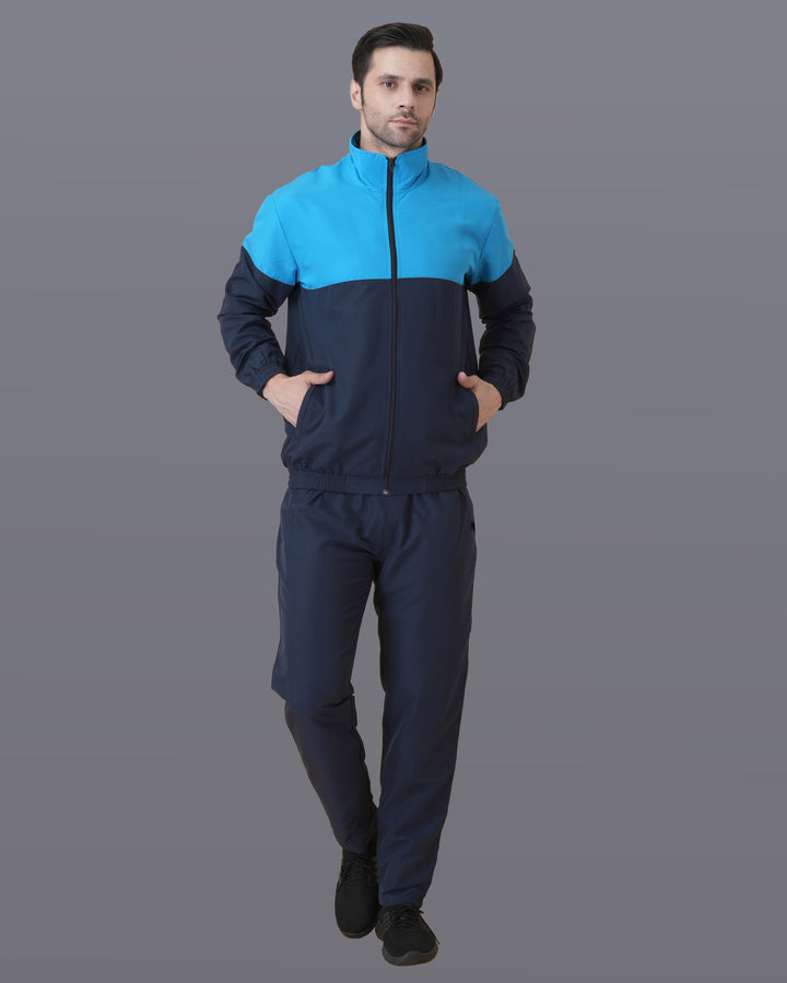 Navy Sky Blue Panel Tracksuit for Corporate Teams