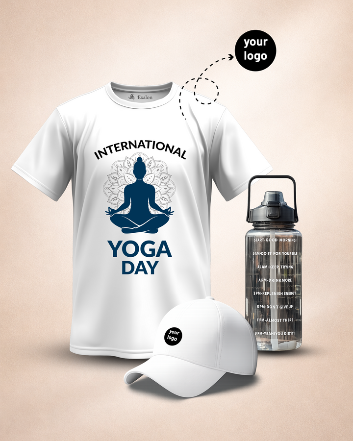 Yoga Day Kit with T-Shirt Bottle &amp; Cap