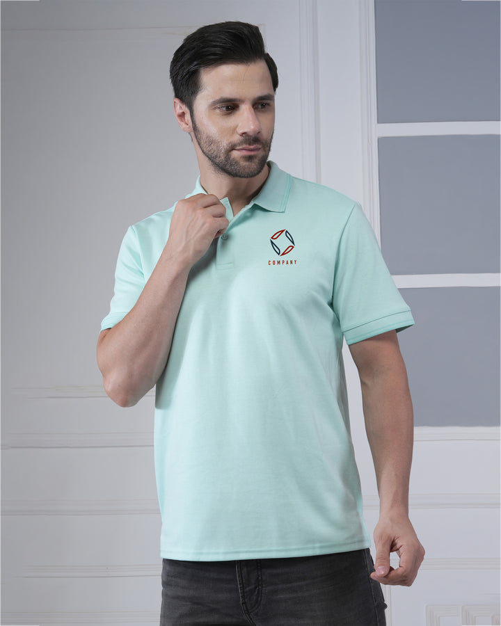 Sky Blue Flex Cotton Corporate Polo T-Shirt