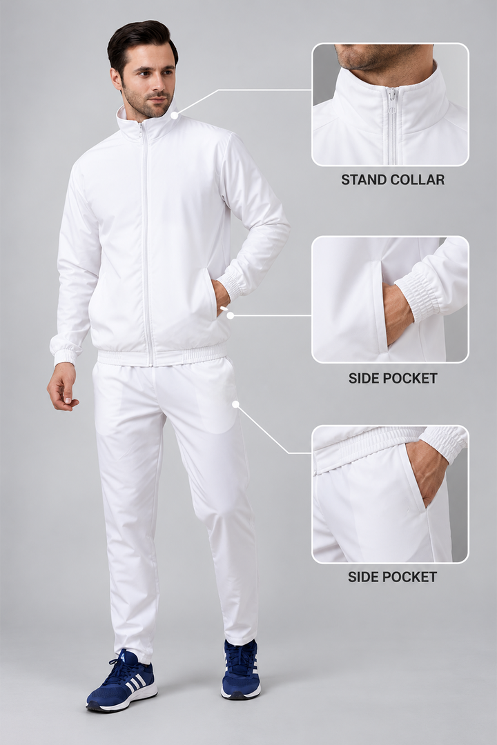 Men’s White Tracksuit Set for Custom Corporate Teamwear