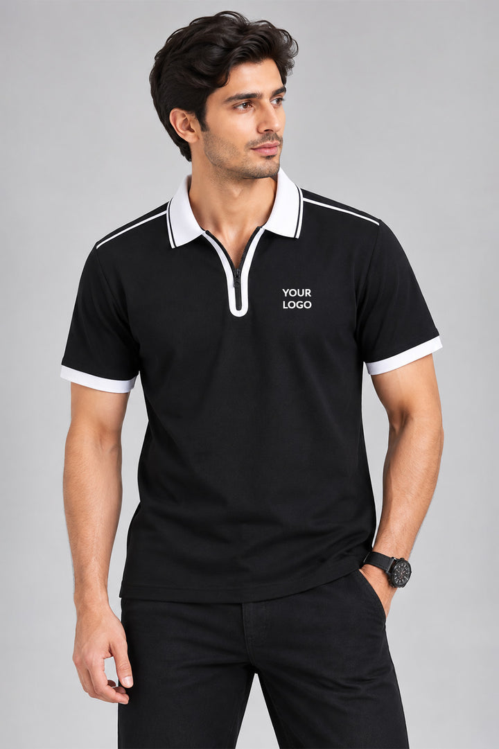 Exalon Executive Contrast Zip Polo T-Shirt | Premium Corporate Wear