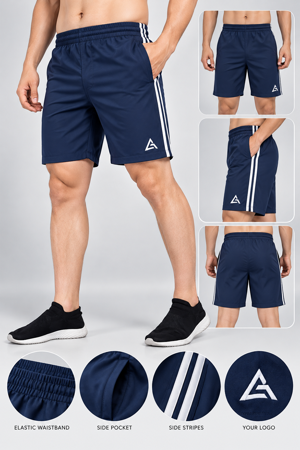 Black Performance Shorts for Corporate Bulk Branding